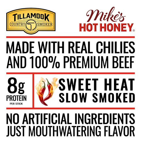 Country 100% 1 (24 Tillamook Smoker Premium Beef Sticks, Mike's Hot Honey, Ounce Sticks) Real Hardwood Smoked Sausages