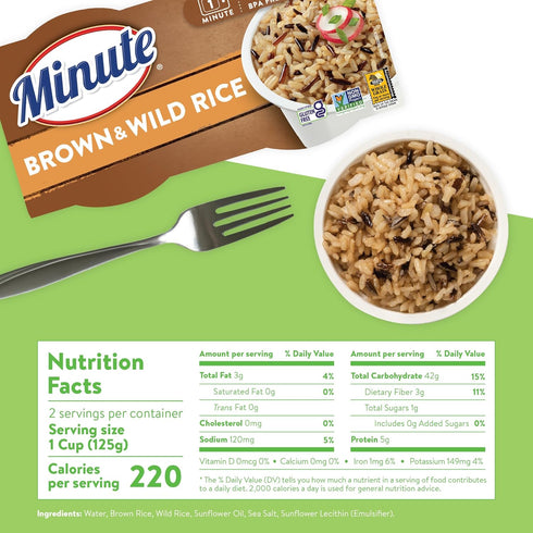 8.8-Ounce (Pack 8) Minute Ready-to-Serve Brown and Wild Rice, Microwavable Rice Cups, Cups