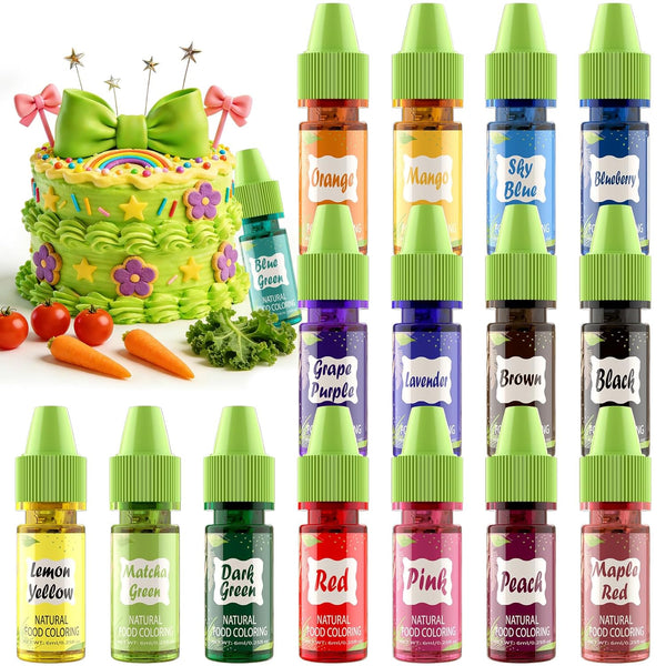 Natural Food Coloring Gel - 16 Colors Plant Based Dye Free Food