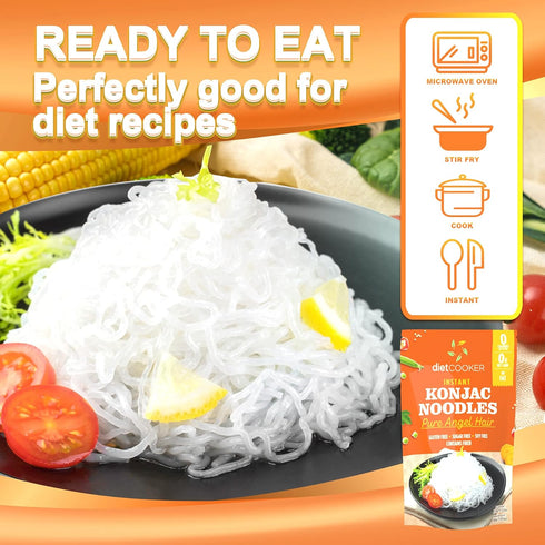 9.52 oz, (6 Packs) Shirataki Noodle, DIET COOKER Premium Konjac Noodle, Keto & Vegan Friendly, Odor Free, Low Calorie