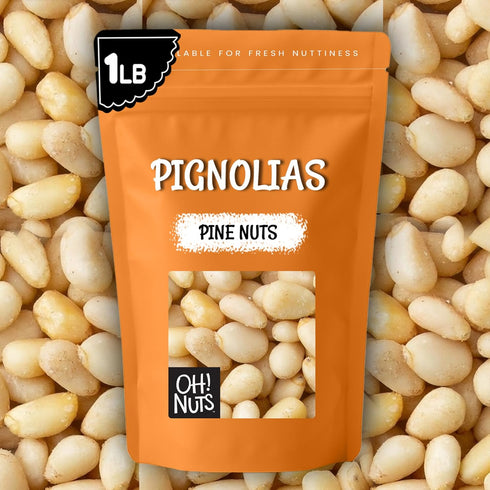 100% 1 lb Packed Oh! Nuts Pine Nuts (Pignolias) - Raw - Natural Pine Nuts - Bulk Bag - Premium Pignoli with Protein