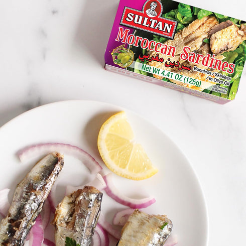 100% 4.37oz (Pack 10) Sultan Moroccan Boneless and Skinless Sardines in Olive Oil, All-Natural, High Protein, No