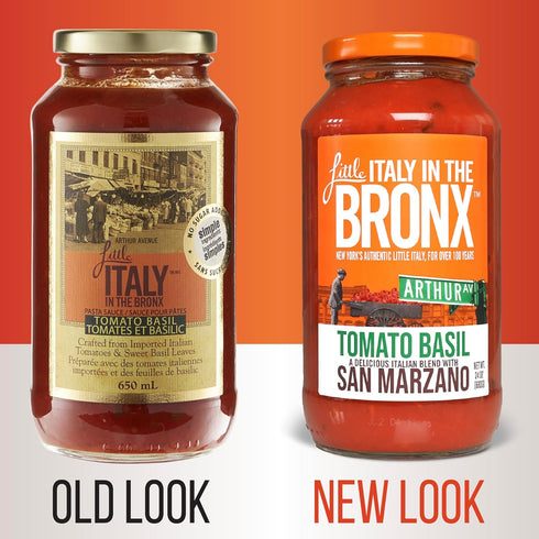 24oz (3-Pack) Little Italy Bronx Tomato Basil Sauce - Tomato Sauces, Pasta Sauce, Spaghetti Sauce, Tomato Basil Sauce