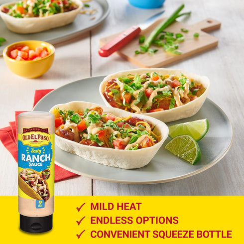 Old El Paso Taco Sauce, Zesty Ranch Sauce, Squeeze Bottle, 9 oz.