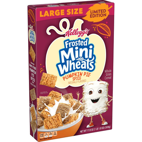 Kellogg's Frosted Mini-Wheats Breakfast Cereal, Fiber Cereal, Large Size, Pumpkin Pie Spice,