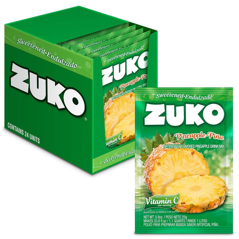 48 Packets Zuko Pineapple Powdered Drink Mix, No Added Sugar Needed, Ct Individual