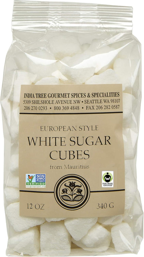 India Tree Rough Cut Mauritius White Sugar Cubes, 12-Ounce Bag, Unrefined Sugar
