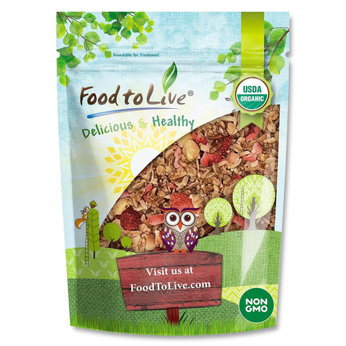 Food to Live Organic Golden Crunchy Granola with Strawberries, 1.5 Pounds Handcrafted,