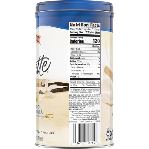 13.5 Oz Pepperidge Farm Pirouette Cookies, French Vanilla Flavored Crme Filled Wafers, Tin