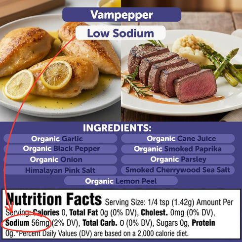 5.2 oz FreshJax Vampepper Organic Garlic Pepper Blend | Burger Seasoning, Fish, Pork Chop, Mashed Potatoes |