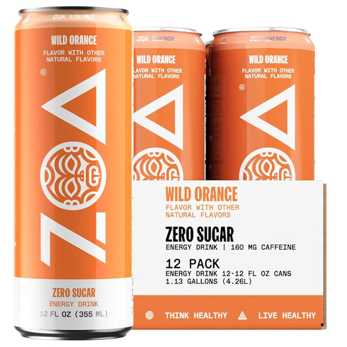 ZOA Zero Sugar Energy Drinks - Wild Orange | Healthy Energy Formula