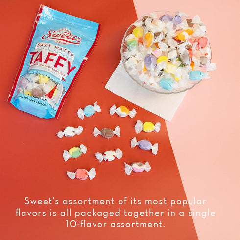 Pack 3 lb Sweet Candy Company Salt Water Taffy Individually Wrapped - Salt Water Taffy Candy Bulk, Old Fashioned