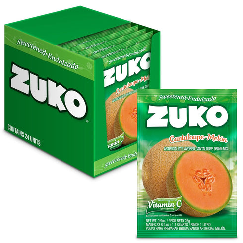 48 Packets Zuko Cantaloupe Powdered Drink Mix, No Added Sugar Needed, Ct Individual