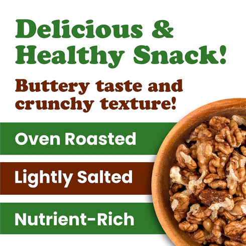 12 Food to Live Dry Roasted Walnut Halves and Pieces with Himalayan Salt, Ounces Oven Toasted, Lightly Salted, Great