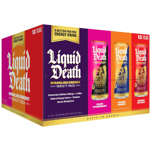 Liquid Death Sparkling Energy Variety Pack, Zero Sugar Energy Drink, Unextreme Caffeine