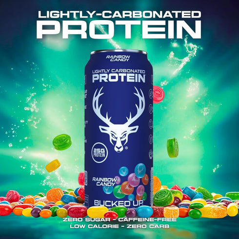 25g 12 Pack, 16 oz Bucked Up Lightly Carbonated Protein Soda | Whey Isolate - Zero Sugar, Low Calorie, Caffeine Free