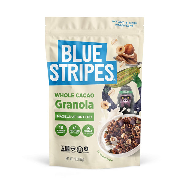 Blue Stripes Whole Cacao Granola - Gluten Free Dark Chocolate Granola for