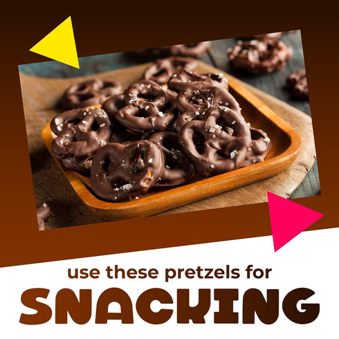 14 Dark Chocolate Covered Pretzels, Salted Pretzels in Mildly Sweet Smooth Dark Chocolate, Ounce Bag