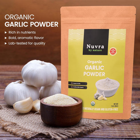 POWERFOODS BY NATURE 1 Lb 100% Nuvra by Nature Organic Garlic Powder Pure & Aromatic Rich in Flavor & Nutrients |