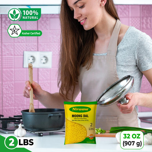 32oz Yellow Split Moong Beans (Moong Dal) Protein-Rich Lentils for Indian Cooking, Soup, and Everyday Meals