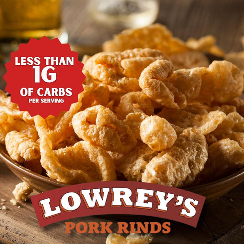 1.75 (Pack 18) Lowrey's Bacon Curls Microwave Pork Rinds (Chicharrones), Original, Ounce
