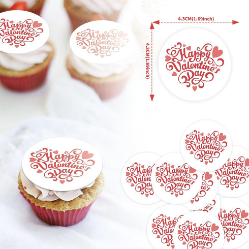 Foowztao 40Pcs Edible Valentines Day Cupcake Toppers Sweet Love Be Mine Valentines Cupcake Valentine Cake Topper