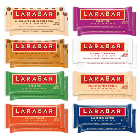LRABAR 8 1.7oz, 16ct 1.6 (Pack 16) Larabar Gluten Free Snack Bars Variety Box, Vegan, Flavors, & Gluten Free Bar