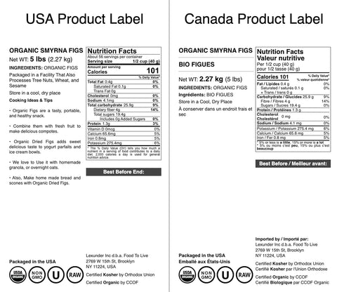 5 Food to Live Organic Turkish Smyrna Figs, Pounds Non-GMO, Sun-Dried, Unsulfured, No Added Sugar, Kosher, Vegan, Bulk