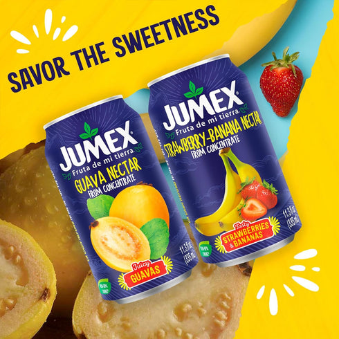 11.3oz, 12 Pack Jumex Strawberry Banana & Guava Juice Nectar - Made with Fresh Fruit Puree - Tropical Fruit Juice