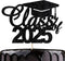 Graduation Party Cake Topper, Class of 2025 Cake Decoration for Graduation Ceremony (Black)