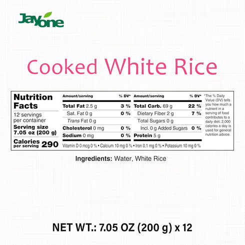 7.05 oz (Pack 12 Jayone Instant Cooked Rice, Pantry Staple Bap, Sticky, Microwavable, Shelf Stable Asian Bap, Product