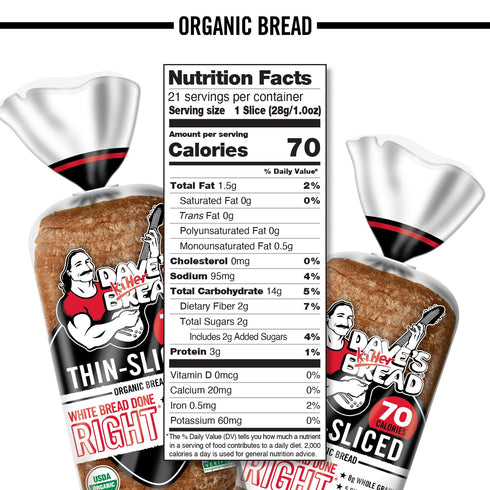 20.5 oz Dave's Killer Bread White Bread Done Right Thin-Sliced, Organic White Bread, Loaf