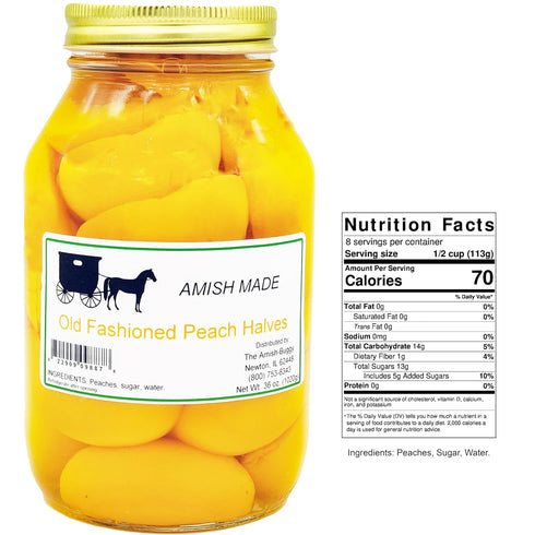 Arndts Fudgery DBA The Amish-Buggy (2-32 oz. Amish Made Canned Fruit (Old Fashioned Peach Halves Jars))