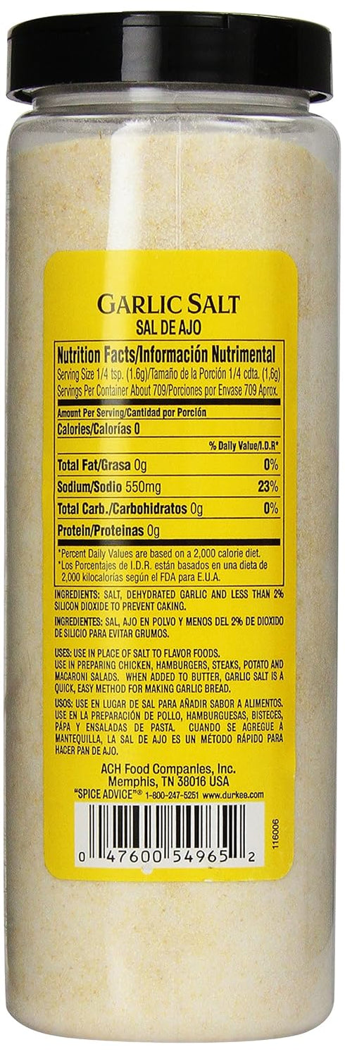 Durkee 40-Ounce (Pack 2) Garlic Salt, Containers