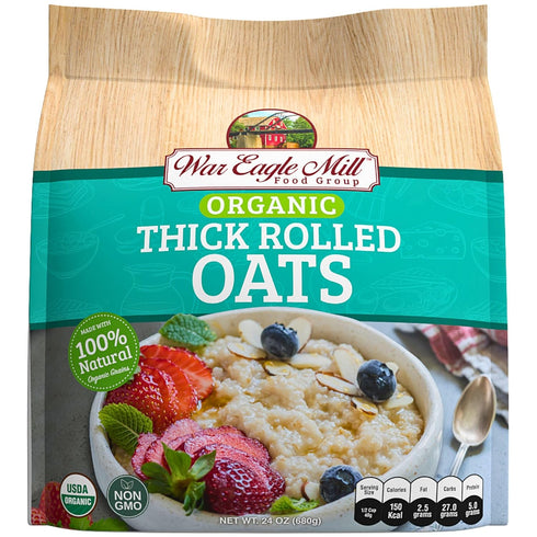 24 oz Bag-2 Pack War Eagle Mill Organic Thick Rolled Oats