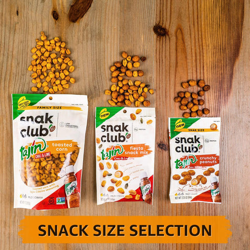 2.5oz (Pack 12) Snak Club Toasted Corn, Tajin Clsico Chili & Lime Flavor, Crunchy, Flavorful Low-Cholesterol Individual