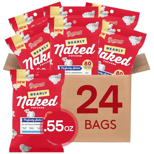Popcornopolis Nearly Naked Popcorn Multipack 24PK, Perfectly Salted Gourmet Popcorn, NonGMO, GlutenFree,