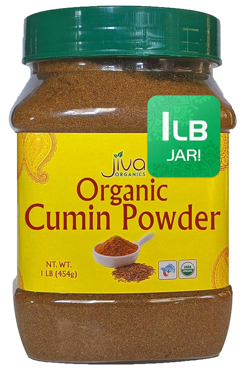 Jiva Organics Organic Ground Cumin Powder 1 Pound Jar - 100% Pure