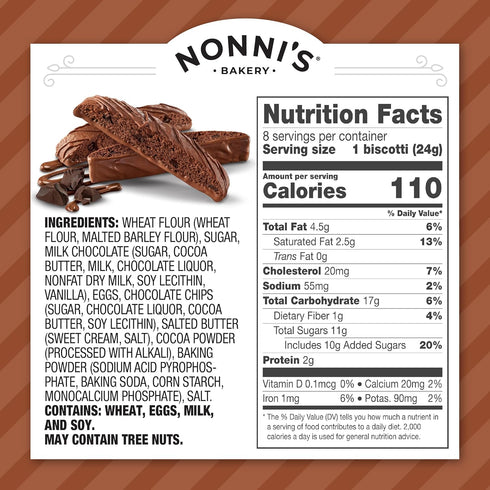 3 6.88 oz Nonni's Triple Chocolate Biscotti Italian Cookies - Boxes Triple Chocolate Italian Biscotti Cookies w/Dark