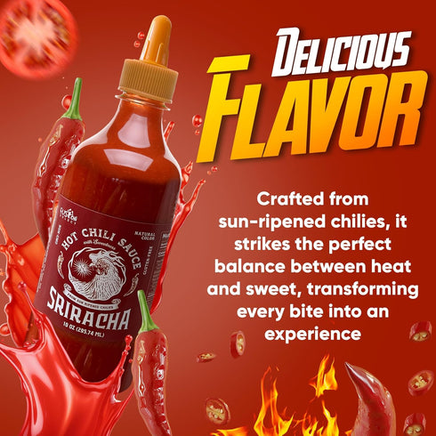 Fusion Select Sriracha Hot Sauce, 10 oz - Gourmet Spicy & Sweet Chili Sauce for Cooking, Pizza, Tacos