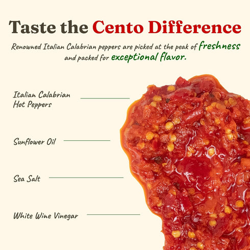9.87 Oz, Packed Cento Extra Hot Calabrese Peperoncino Spread, Spicy Calabrese Paste from Italian Calabrian Chili