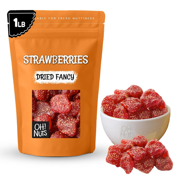 Oh! Nuts Dried Strawberries Fancy - 1 lb - Sweetened Dried Fruit