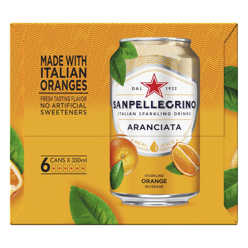 11.15 Oz 6 Pack Sanpellegrino, Orange Italian Sparkling Drinks, Fl Cans