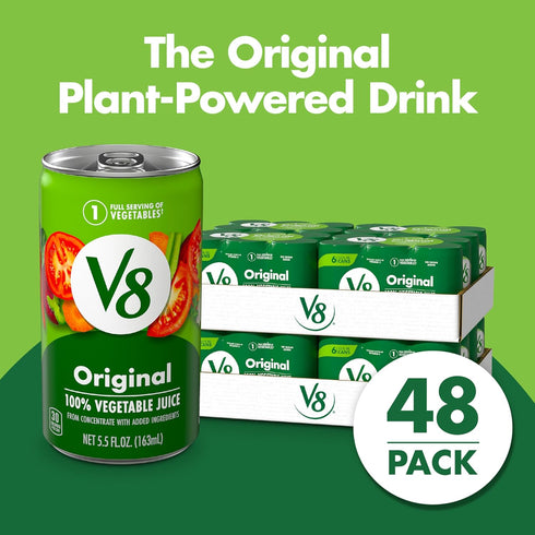 V8 100% 5.5 oz (48 Pack) Original Vegetable Juice, fl Can