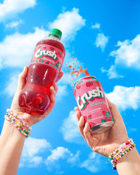 B4Y 20 Oz (Pack 12) Crush Strawberry Soda, Bottles