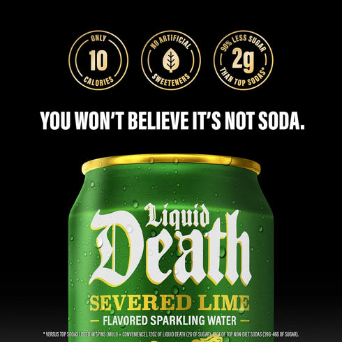 4 12 Oz (Pack 12) Liquid Death Soda-Flavored Sparkling Water - Classic Variety, Less Sugar*, Huge Flavor, No Caffeine
