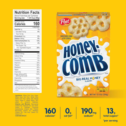 Honeycomb 32 Oz Post Cereal, Made with Real Honey, Kosher, Bag