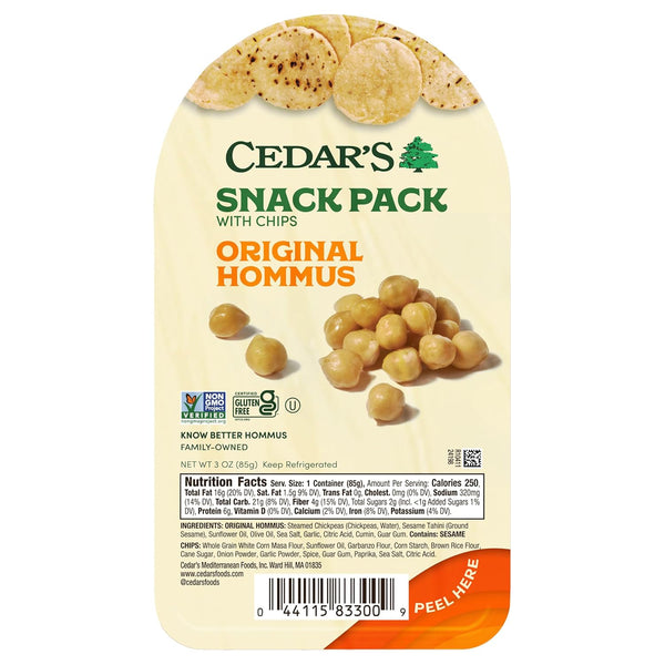 Cedar's Original Hummus with Chips Snack Pack
