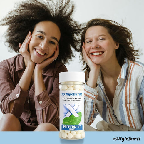 XyloBurst Xylitol Mints, Sugar Free Breath Mints for Oral Health, Peppermint, 200 Count Jar