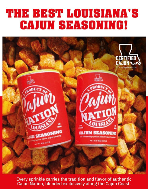 8 oz Cajun Nation Low Sodium Cajun Seasoning Gluten Free, No MSG Louisiana Cajun Spice- Cajun Seasoning for Turkey